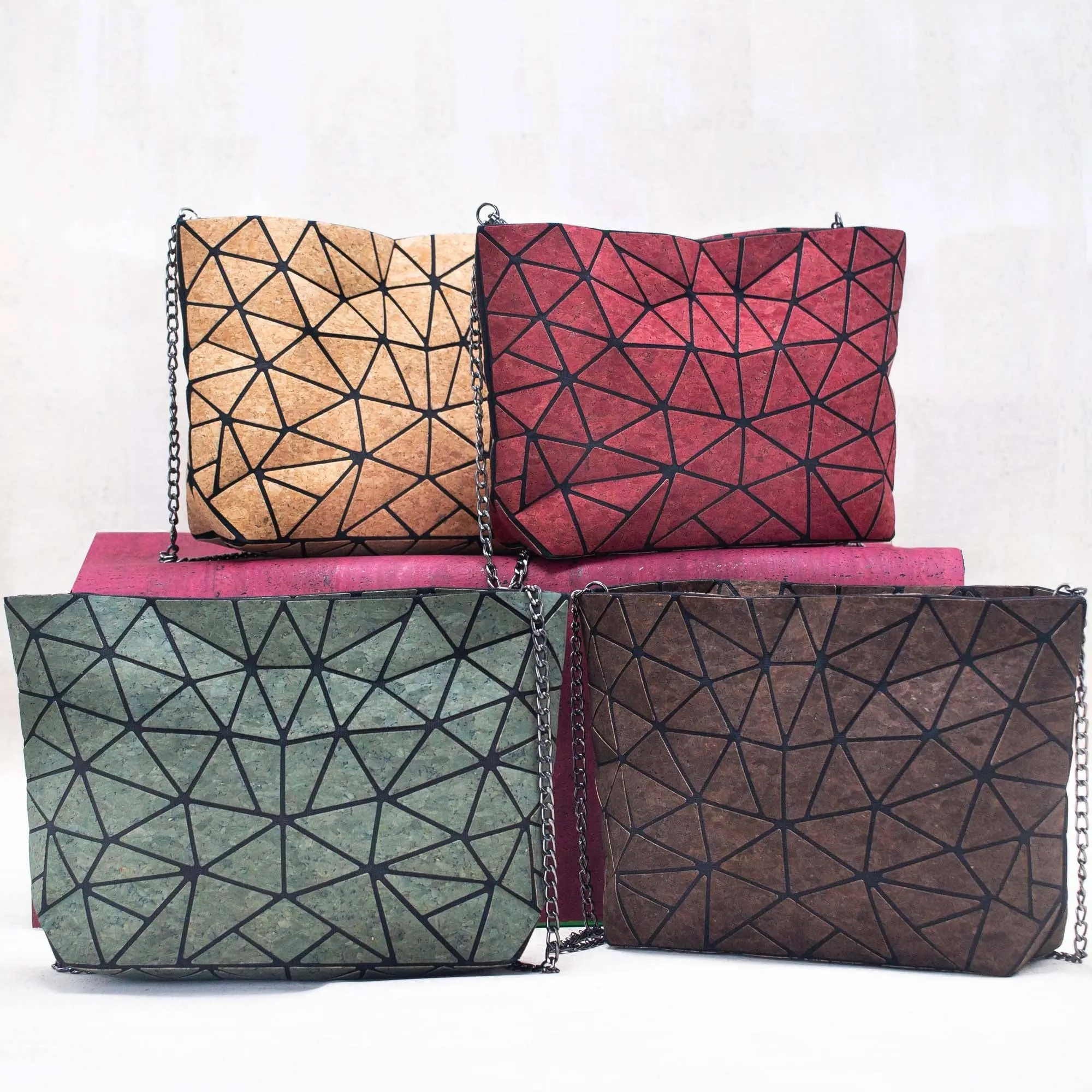 Natural Cork Geometric Chain Crossbody cork Bag  BAG-2027