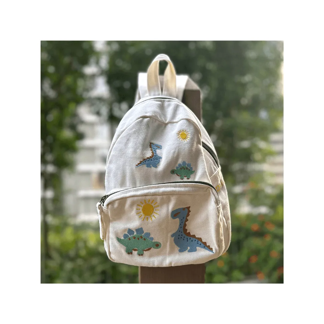 Organic Canvas Backpack | Dino - Sky Blue
