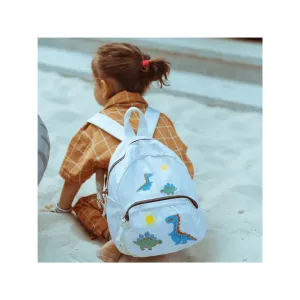 Organic Canvas Backpack | Dino - Sky Blue