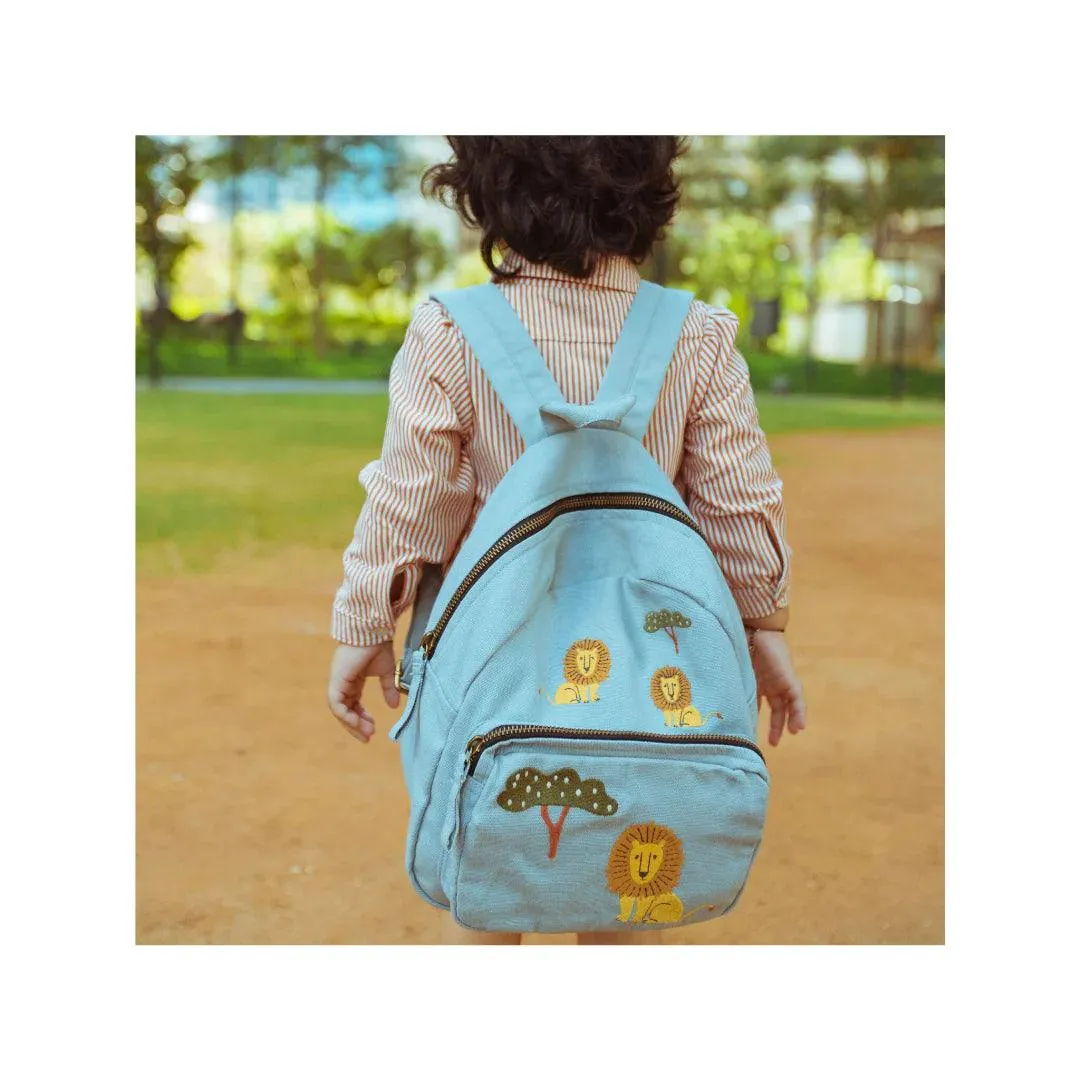 Organic Canvas Backpack | Dino - Sky Blue