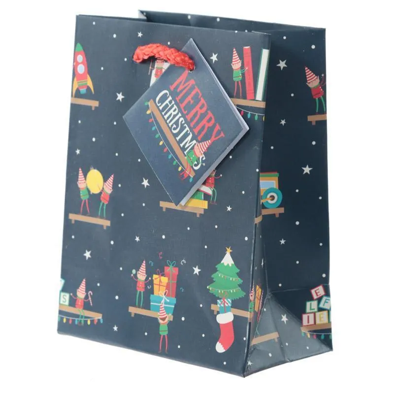 Pack of 6 - Christmas Elf Party Gift Bags 14 x 6 x 11cm (Pk6)