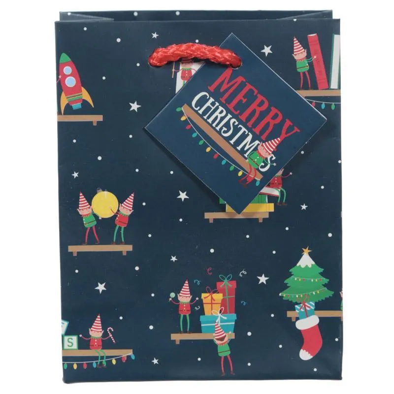 Pack of 6 - Christmas Elf Party Gift Bags 14 x 6 x 11cm (Pk6)