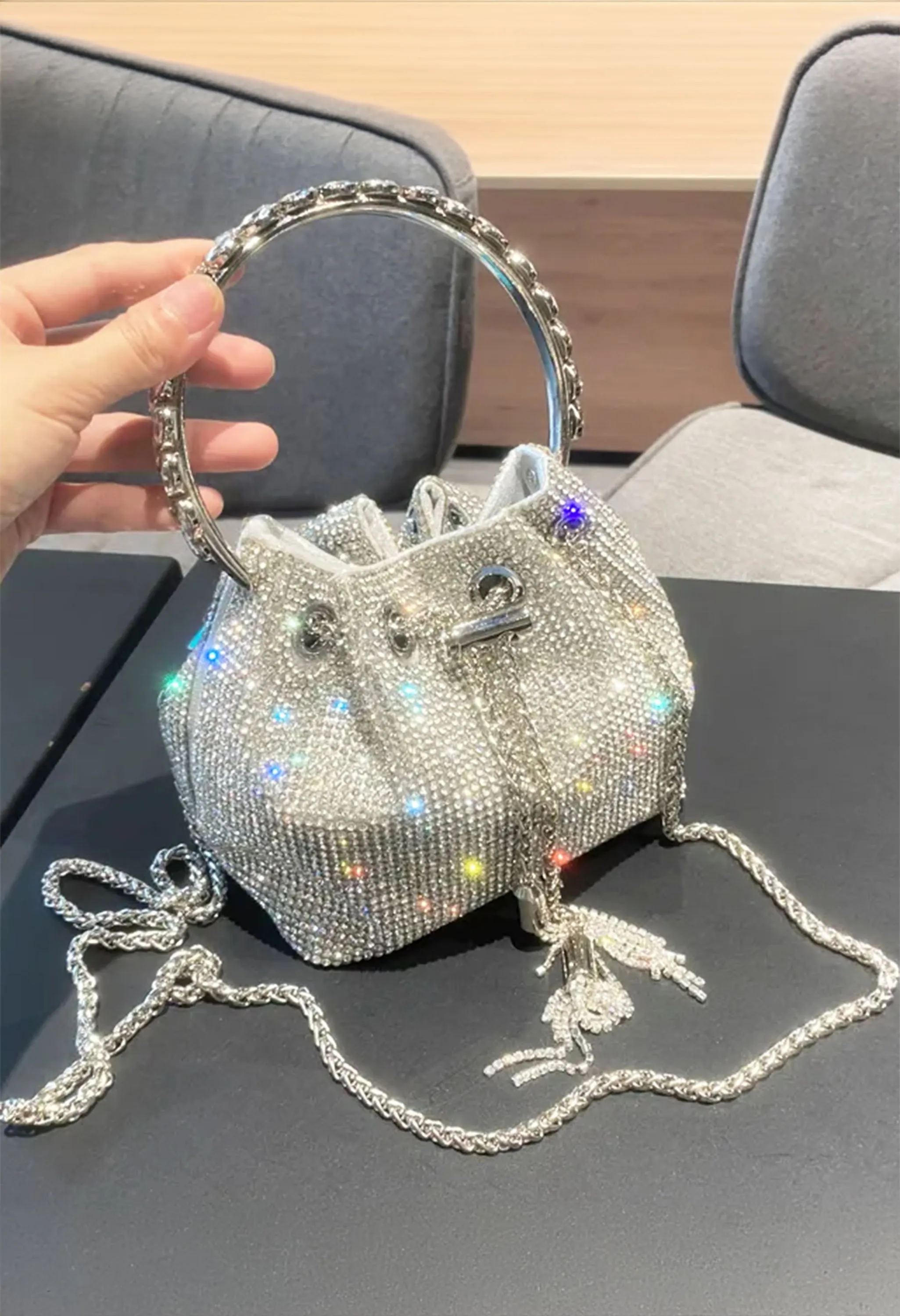 Pankh Crystal Rhinestone Shoulde Handbags Bags