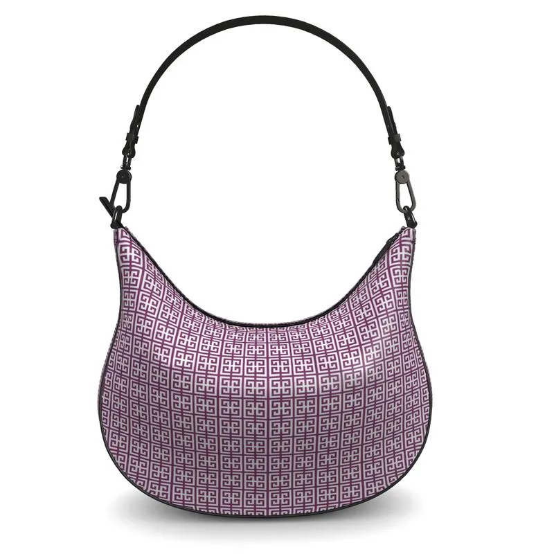 Purple Greek Key Curve Hobo Bag
