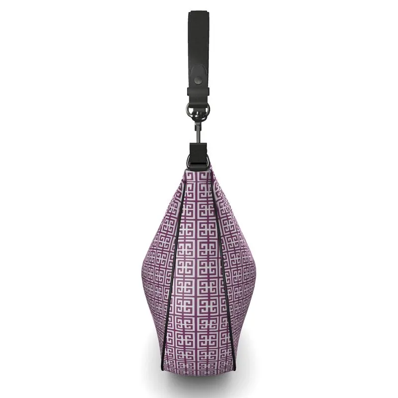 Purple Greek Key Curve Hobo Bag