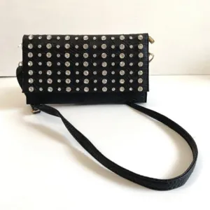 Purse - Black Sequin with snake textured leather bag