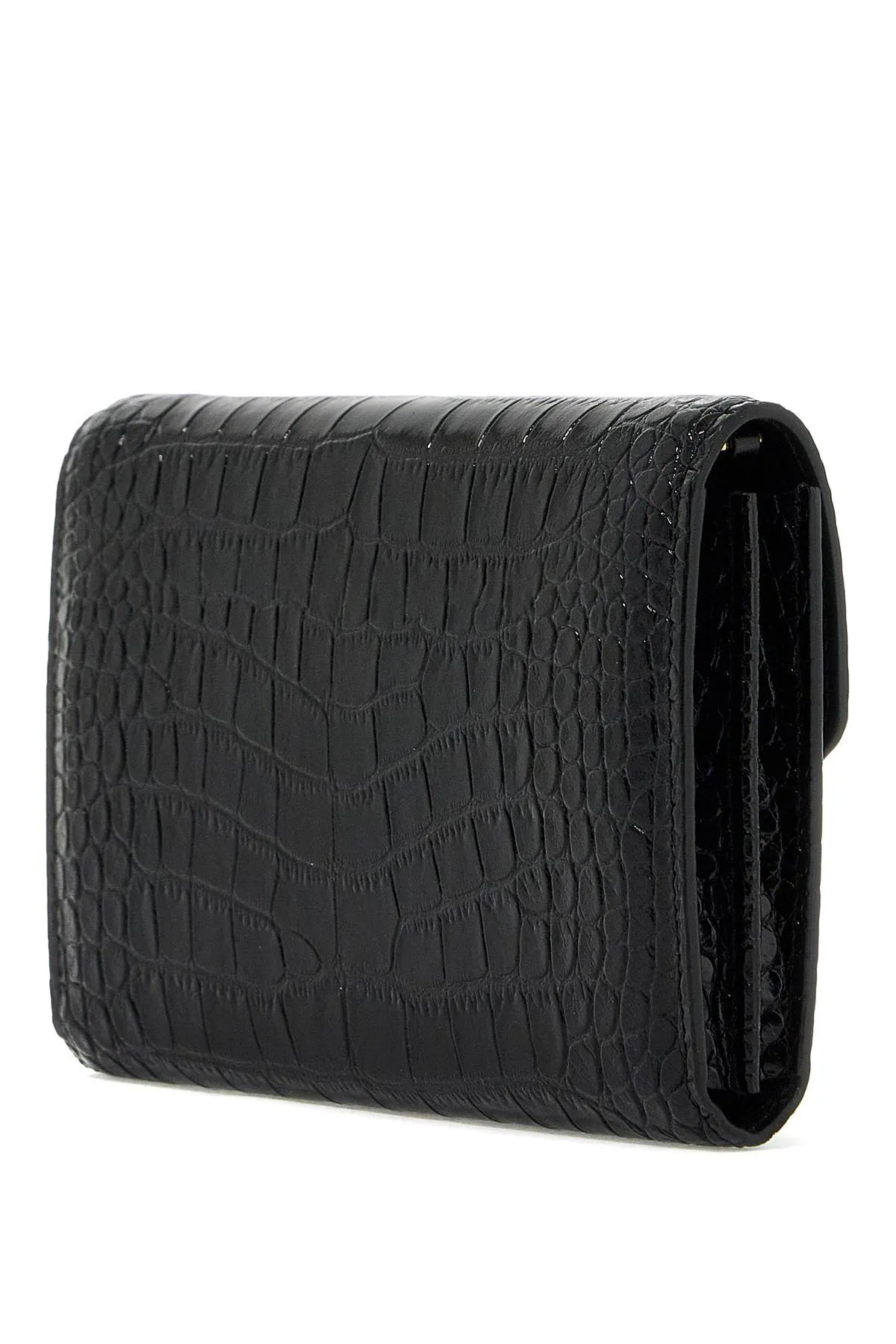 "embossed crocodile leather mini clutch