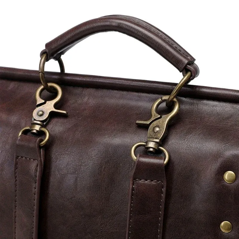 Retro Steampunk Vintage Industrial Gothic Leather Women Satchel Briefcase Bag