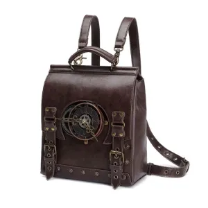 Retro Steampunk Vintage Industrial Gothic Leather Women Satchel Briefcase Bag