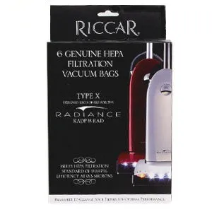 Riccar Type X Radiance Upright HEPA Media Bags (6 Pack)
