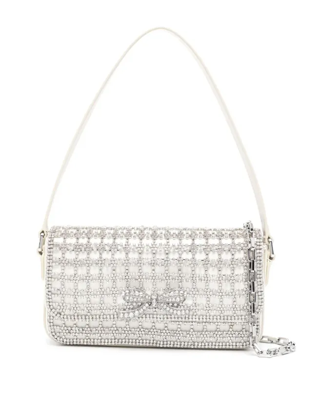 Self-Portrait champagne crystal baguette bag