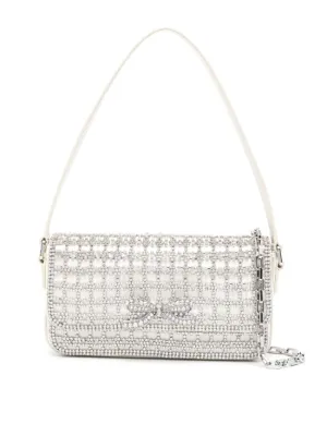 Self-Portrait champagne crystal baguette bag