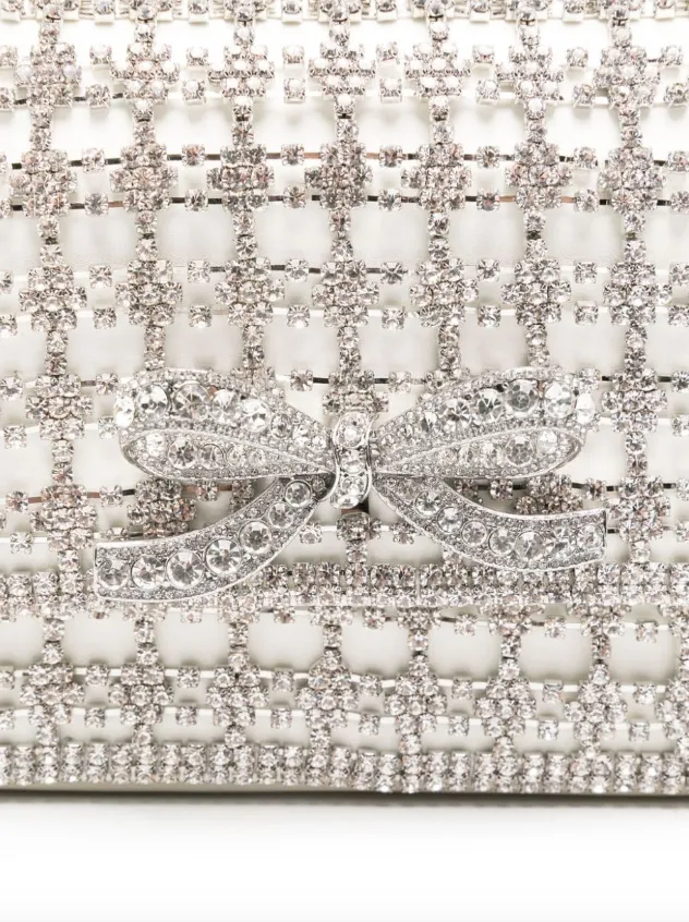 Self-Portrait champagne crystal baguette bag