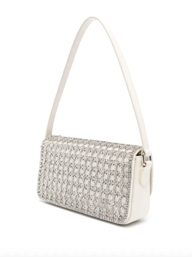Self-Portrait champagne crystal baguette bag