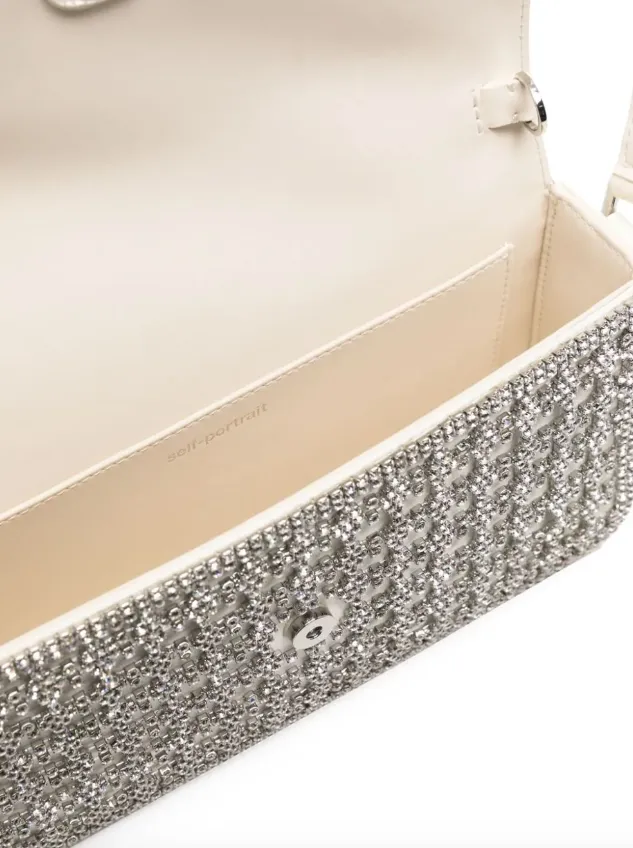 Self-Portrait champagne crystal baguette bag