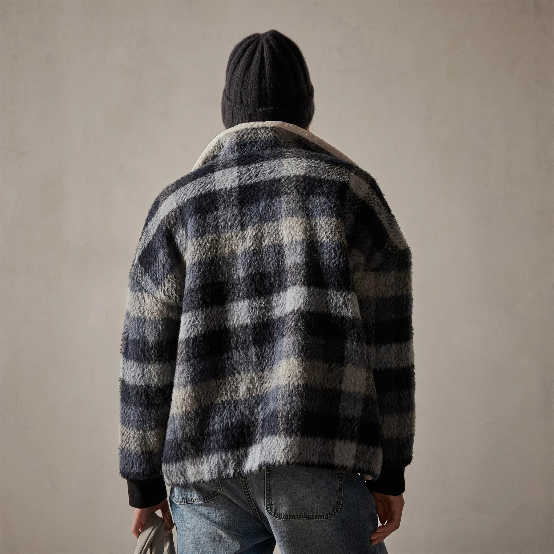 Sherpa Lined Plaid Zip Jacket - Breeze Plaid