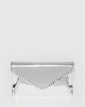 Silver Kelly Whip Stitch Clutch Bag