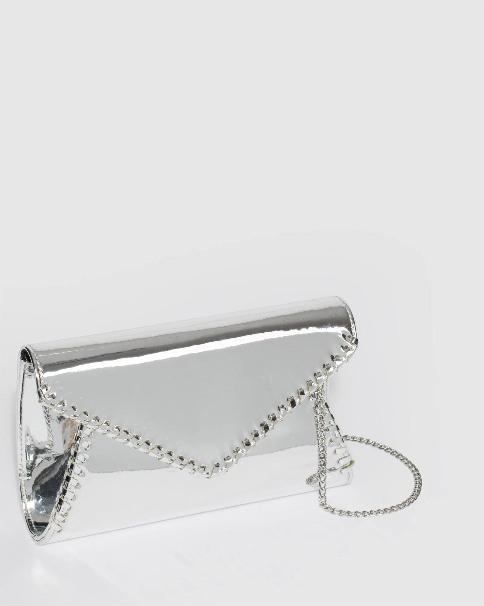 Silver Kelly Whip Stitch Clutch Bag