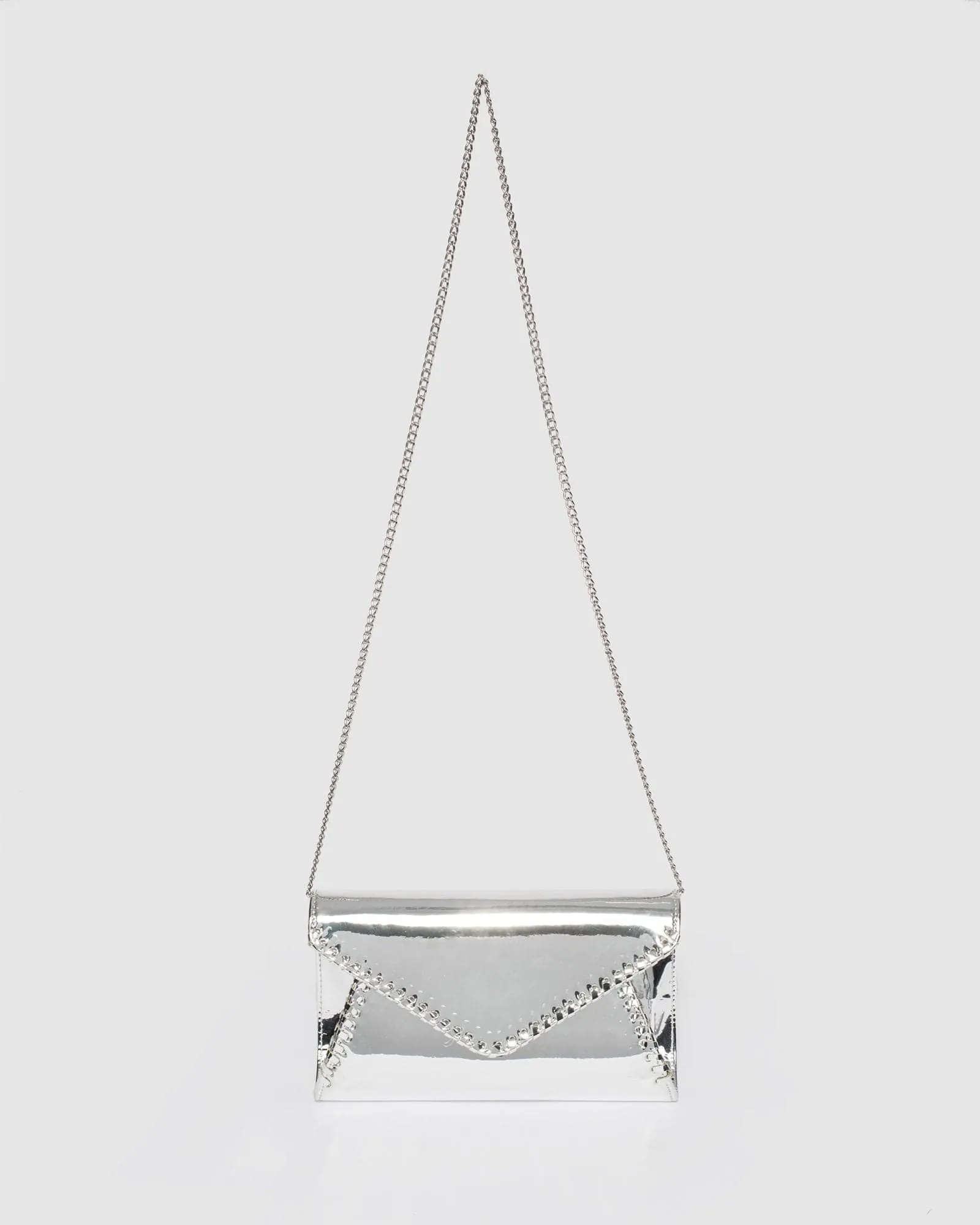 Silver Kelly Whip Stitch Clutch Bag