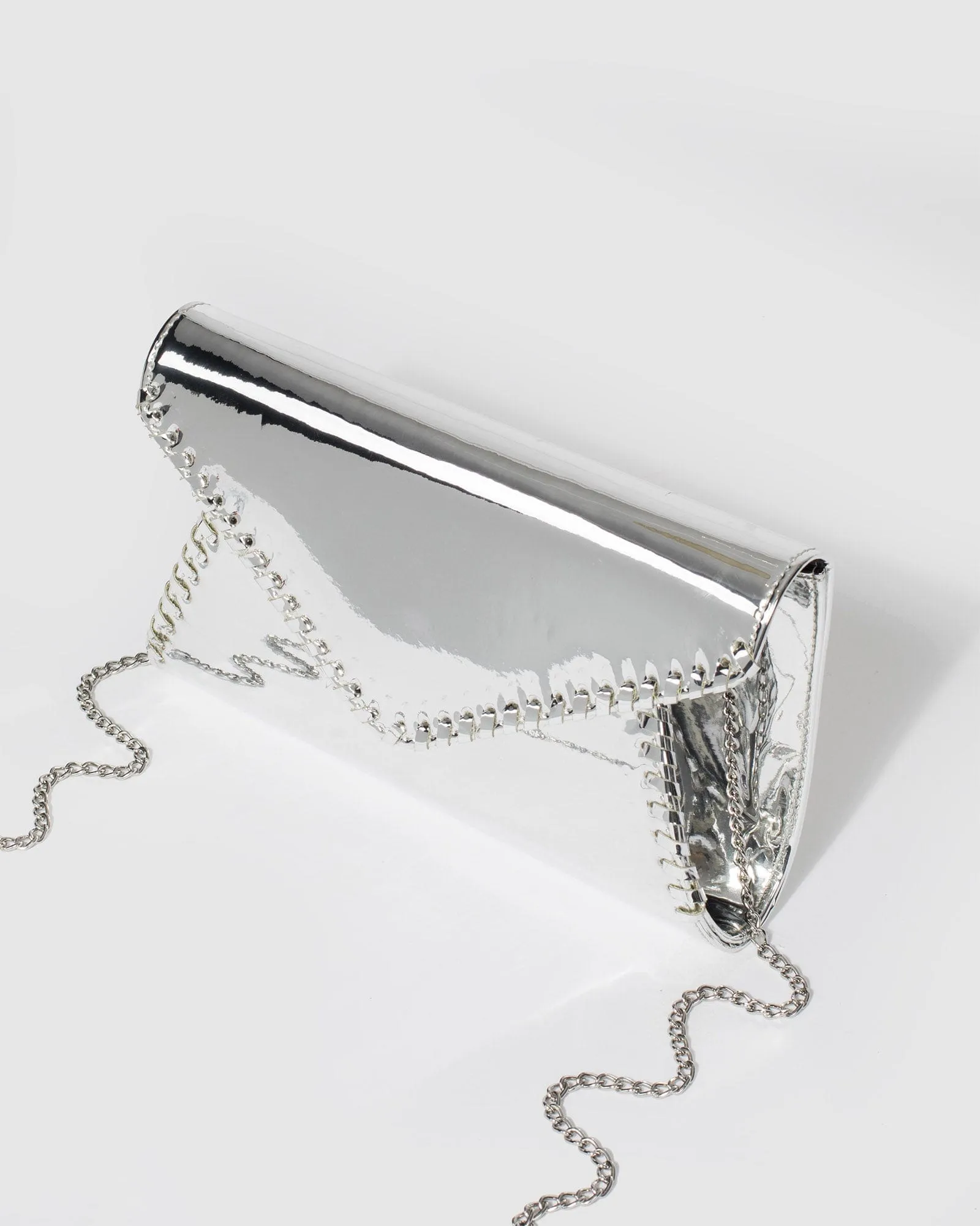 Silver Kelly Whip Stitch Clutch Bag