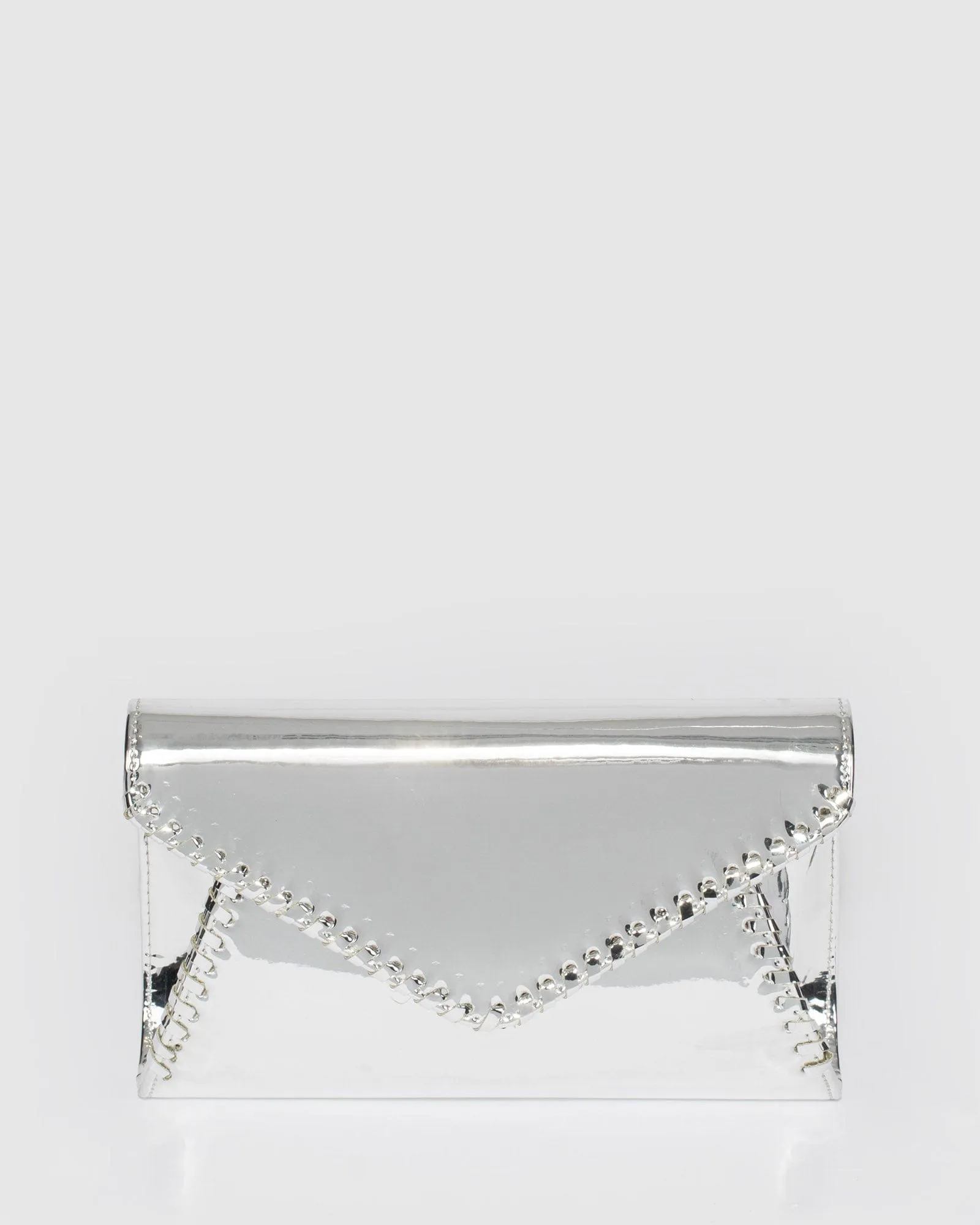 Silver Kelly Whip Stitch Clutch Bag