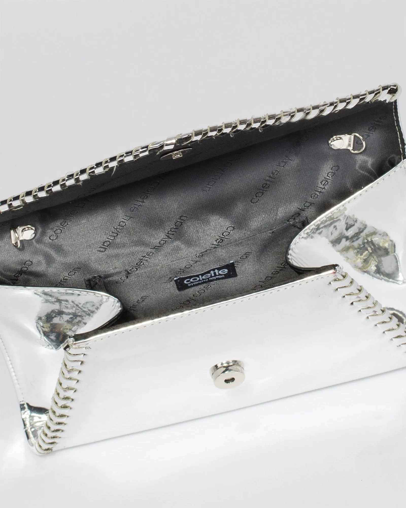 Silver Kelly Whip Stitch Clutch Bag