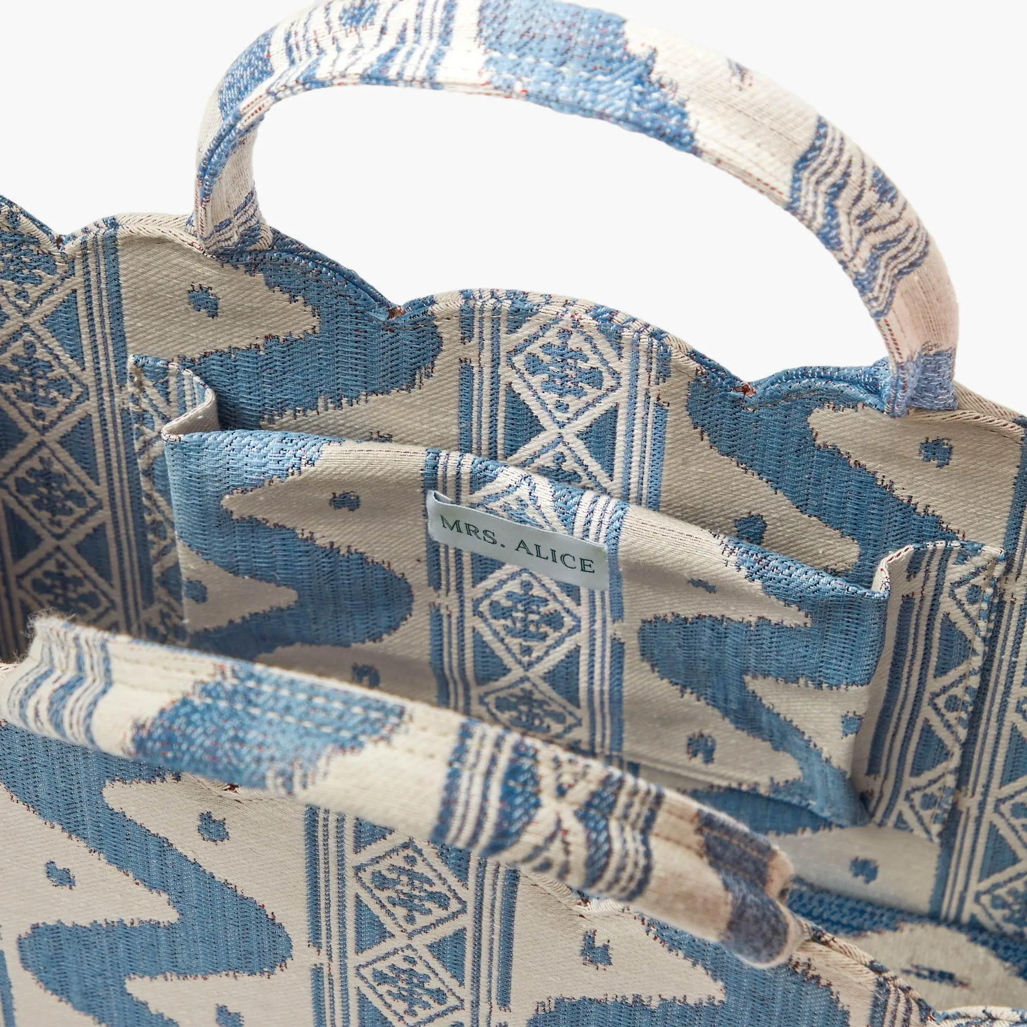 Small Mrs. Alice Tote Bag (Blue Ikat)