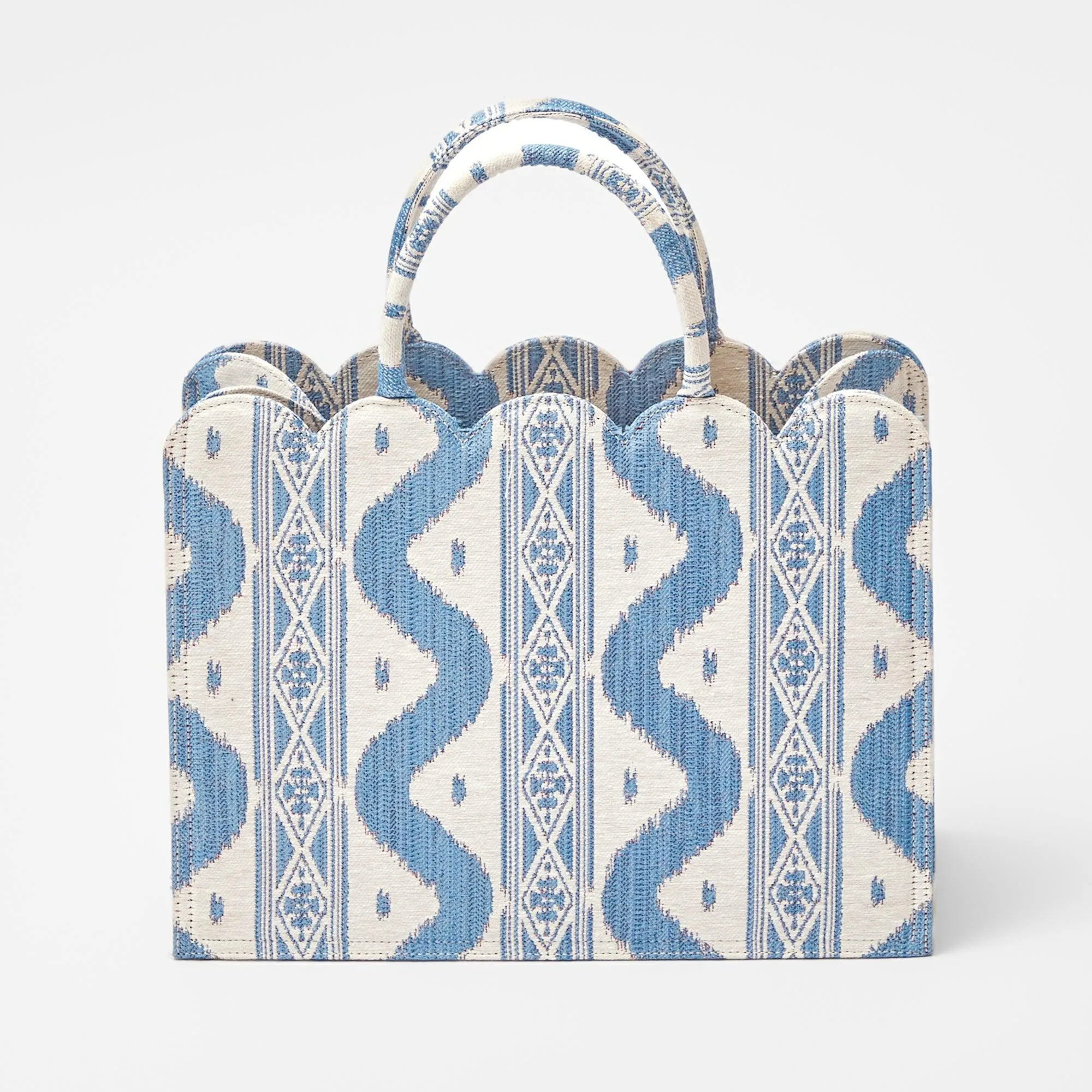 Small Mrs. Alice Tote Bag (Blue Ikat)