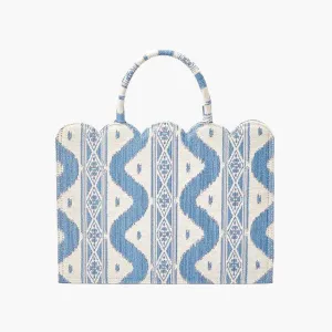 Small Mrs. Alice Tote Bag (Blue Ikat)