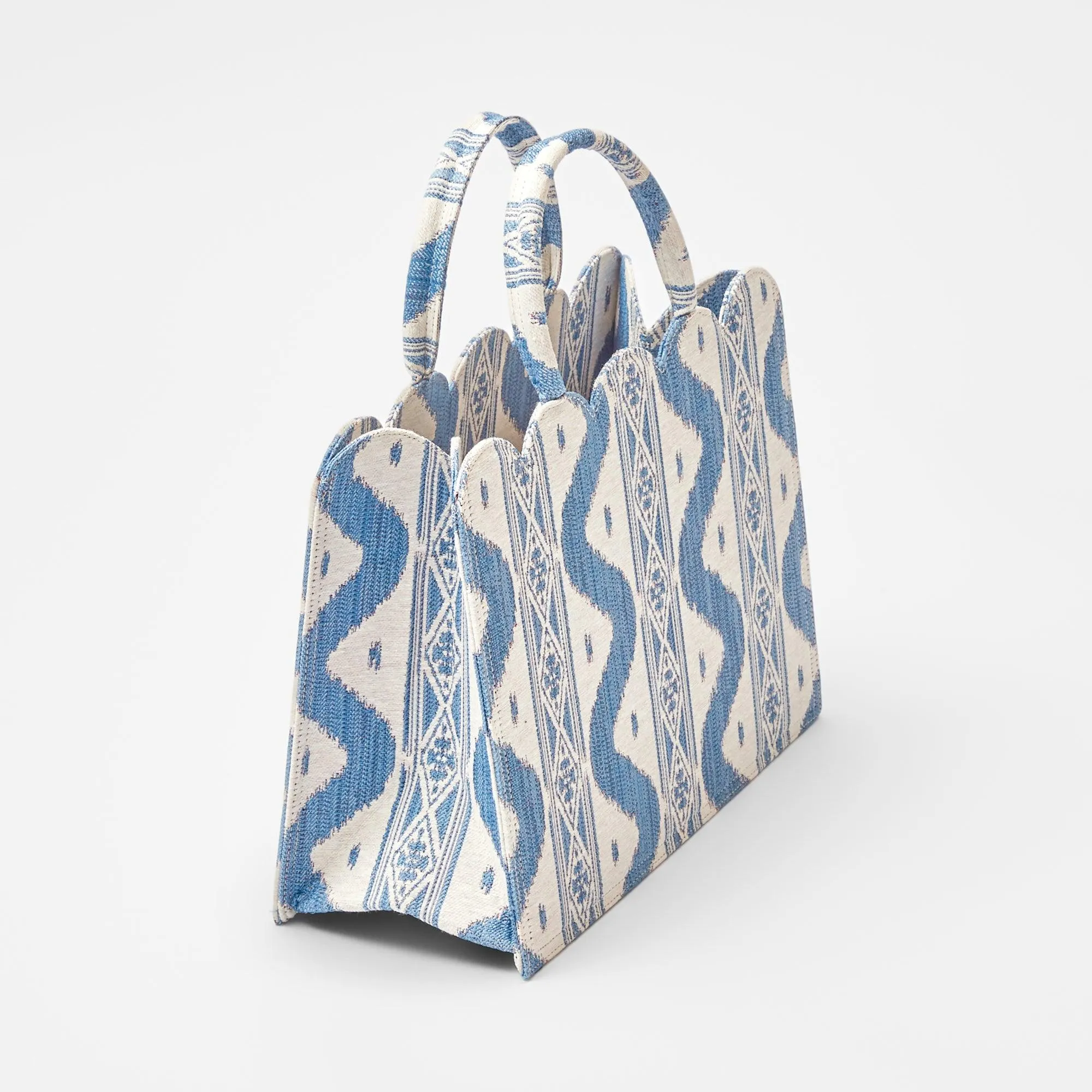 Small Mrs. Alice Tote Bag (Blue Ikat)