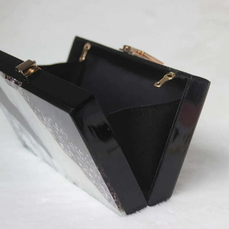 Sparkling Sequin Stars with Acrylic Chain Strap Clutch Purse Handbags