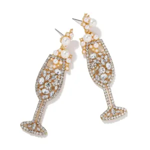 Sparkling Wine White Crystal Earrings