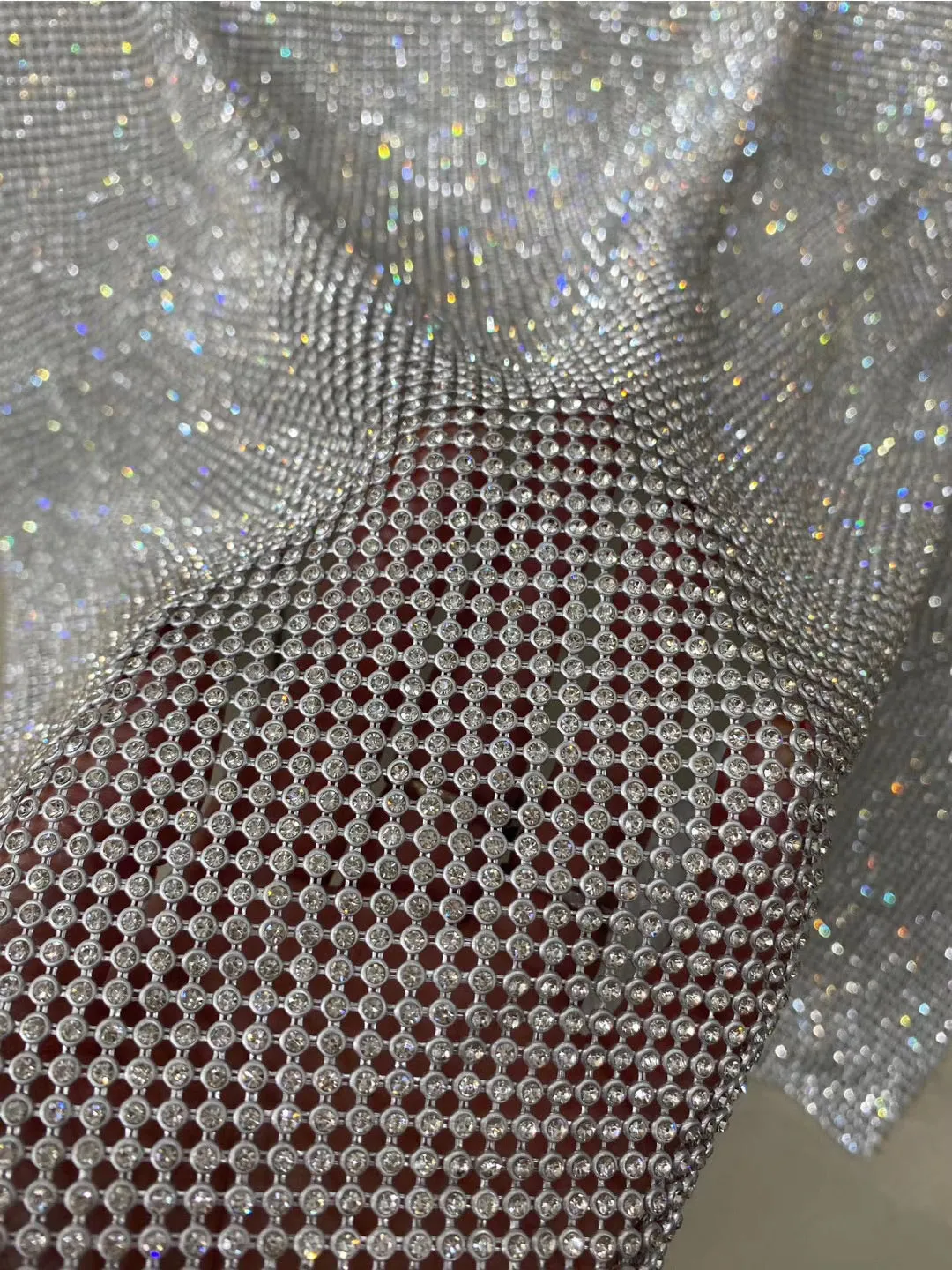 Stretch crystals rhinestones  sparkling blingbling net fabric for decoration, DIY fabrics accessories