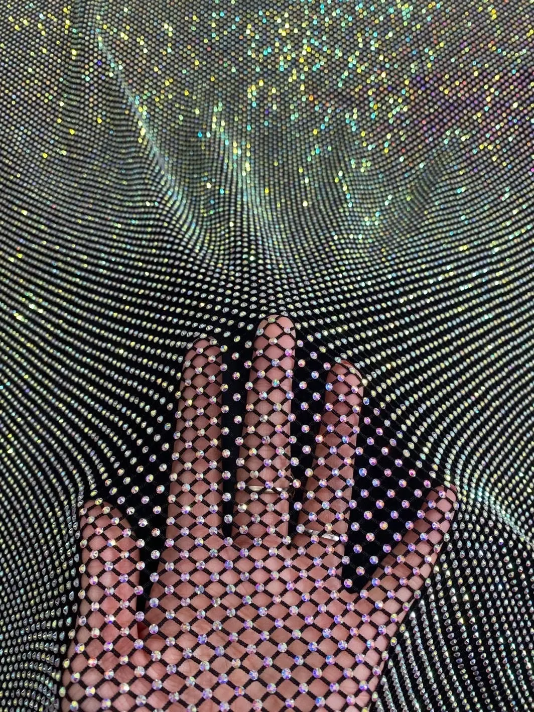 Stretch crystals rhinestones  sparkling blingbling net fabric for decoration, DIY fabrics accessories