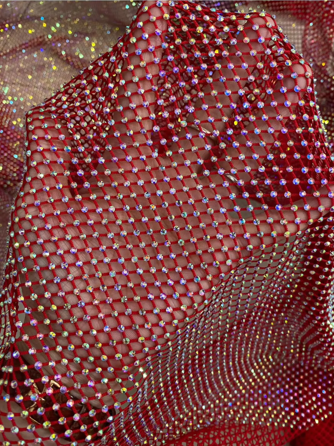 Stretch crystals rhinestones  sparkling blingbling net fabric for decoration, DIY fabrics accessories