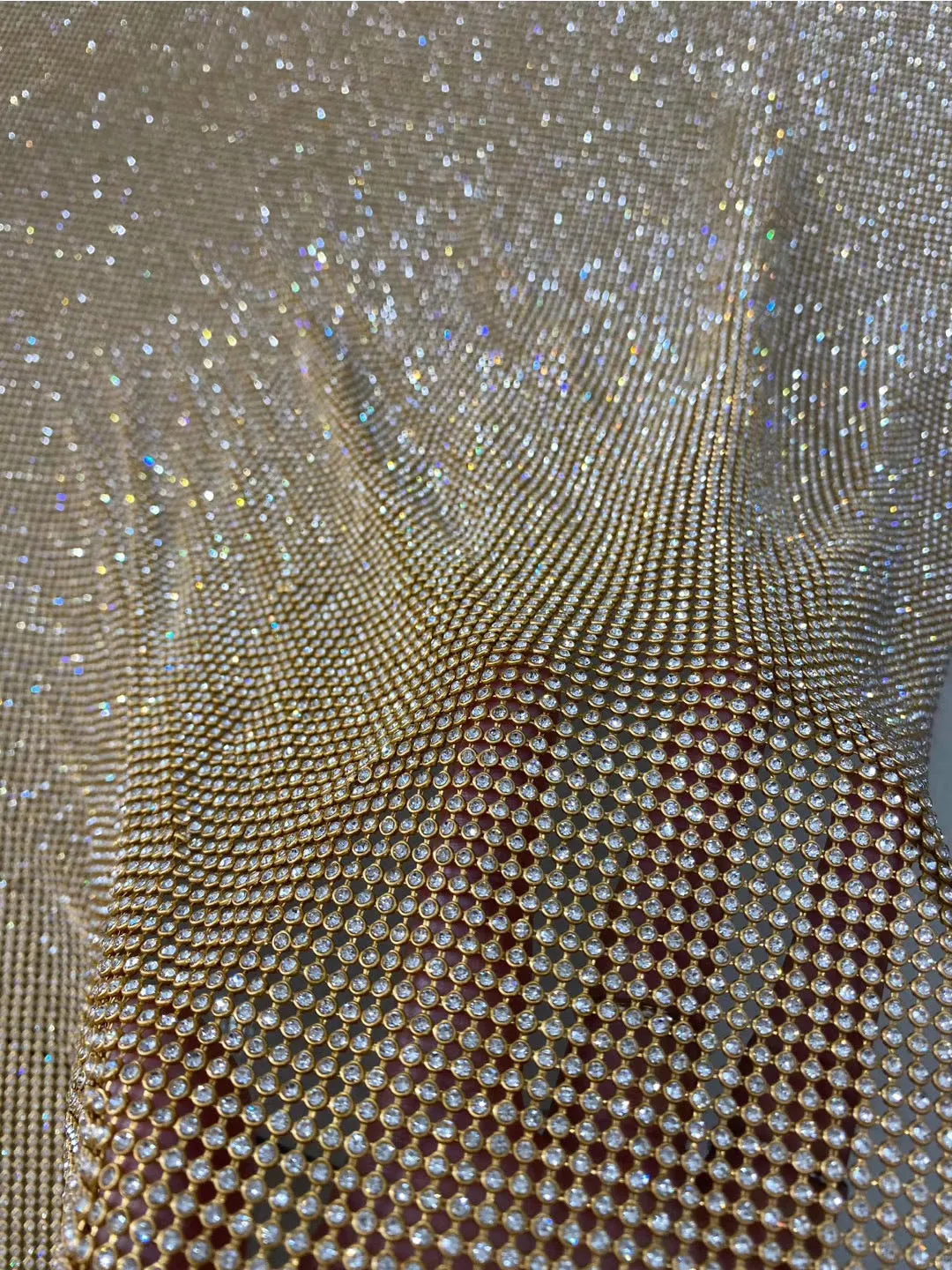 Stretch crystals rhinestones  sparkling blingbling net fabric for decoration, DIY fabrics accessories