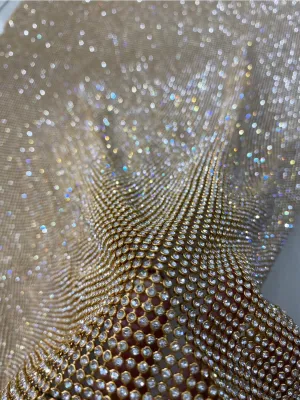 Stretch crystals rhinestones  sparkling blingbling net fabric for decoration, DIY fabrics accessories