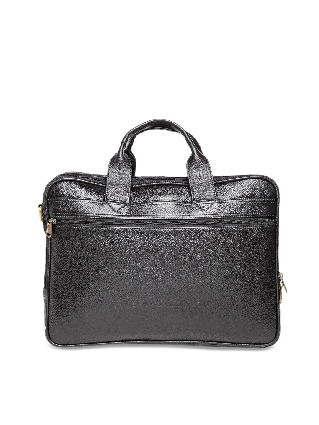 Teakwood Genuine Leather Laptop Bag - Black