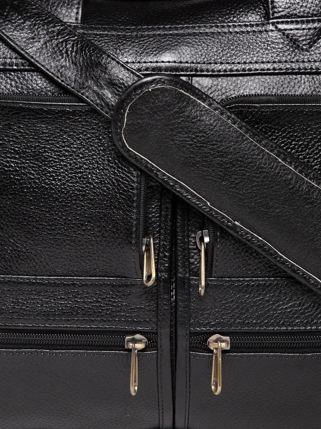 Teakwood Genuine Leather Laptop Bag - Black
