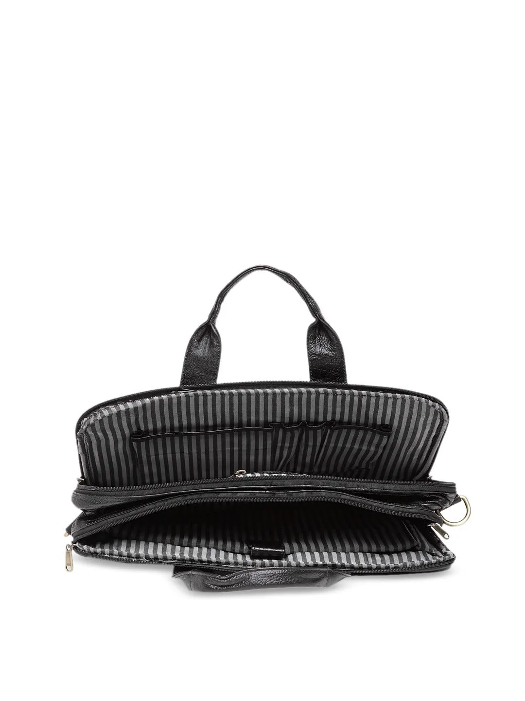 Teakwood Genuine Leather Laptop Bag - Black