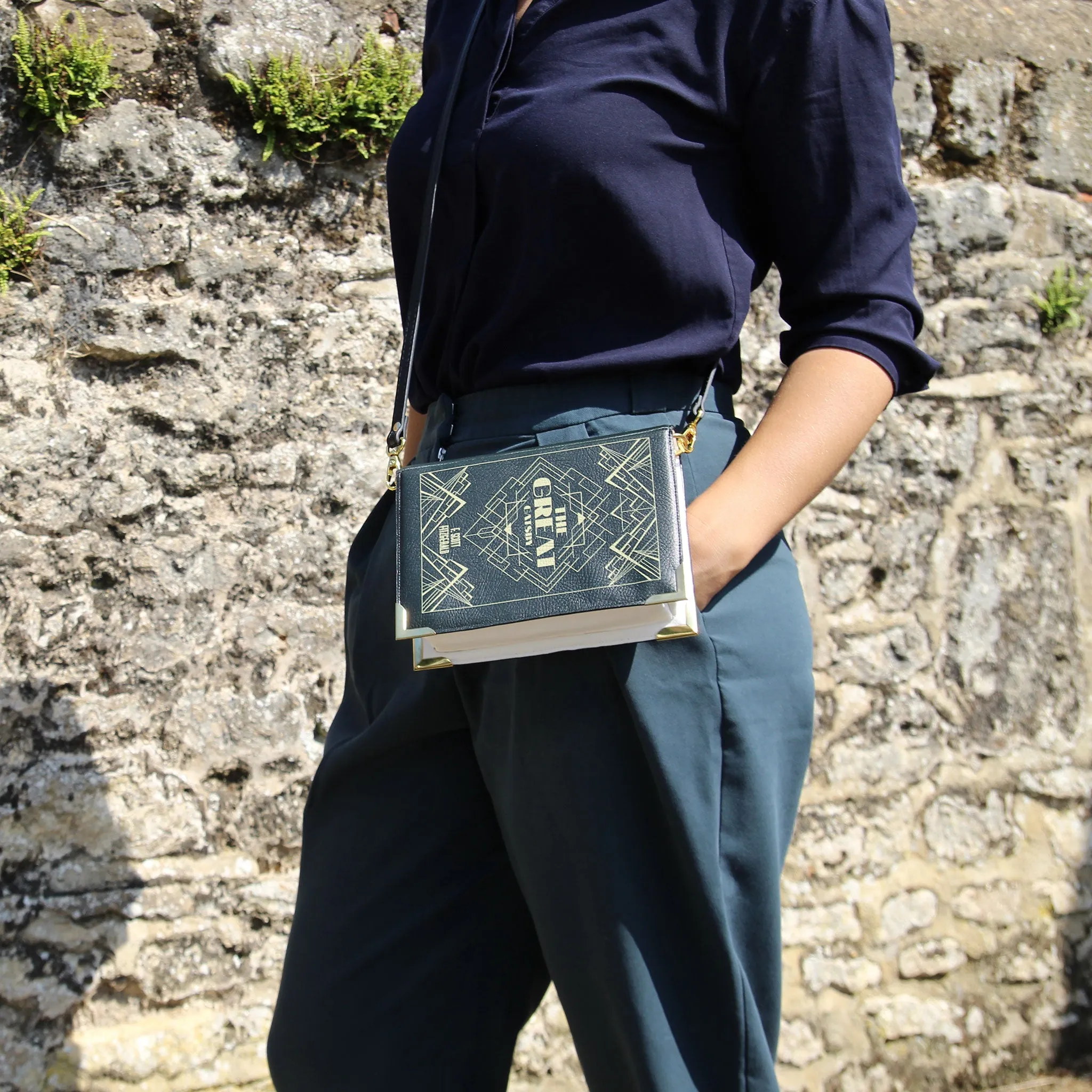 The Great Gatsby Art Deco Black Book Handbag Crossbody Purse