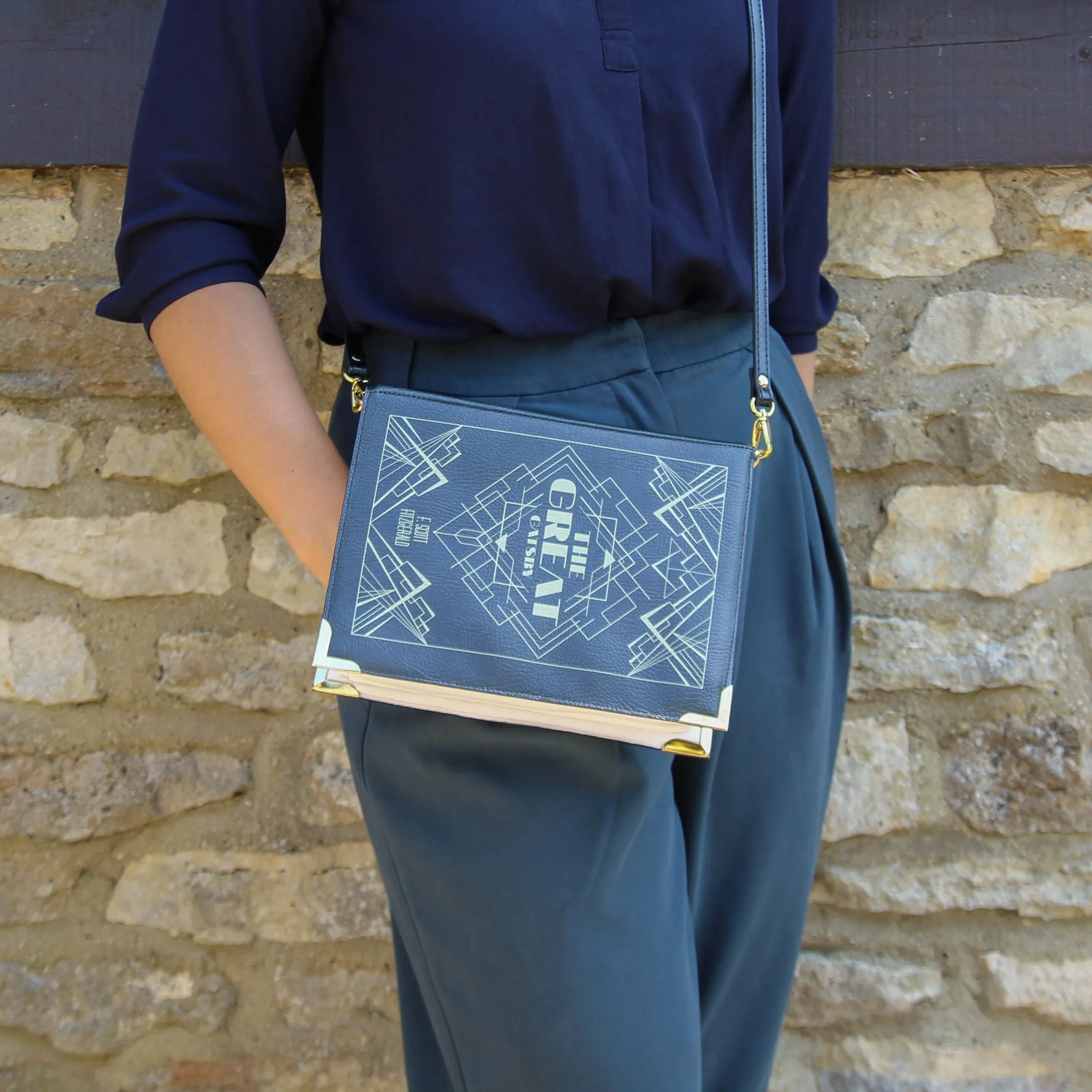 The Great Gatsby Art Deco Black Book Handbag Crossbody Purse