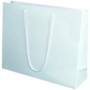 White Matte Rope Handle Euro-Tote Shopping Bags - 20.0 x 6.0 x 16.0