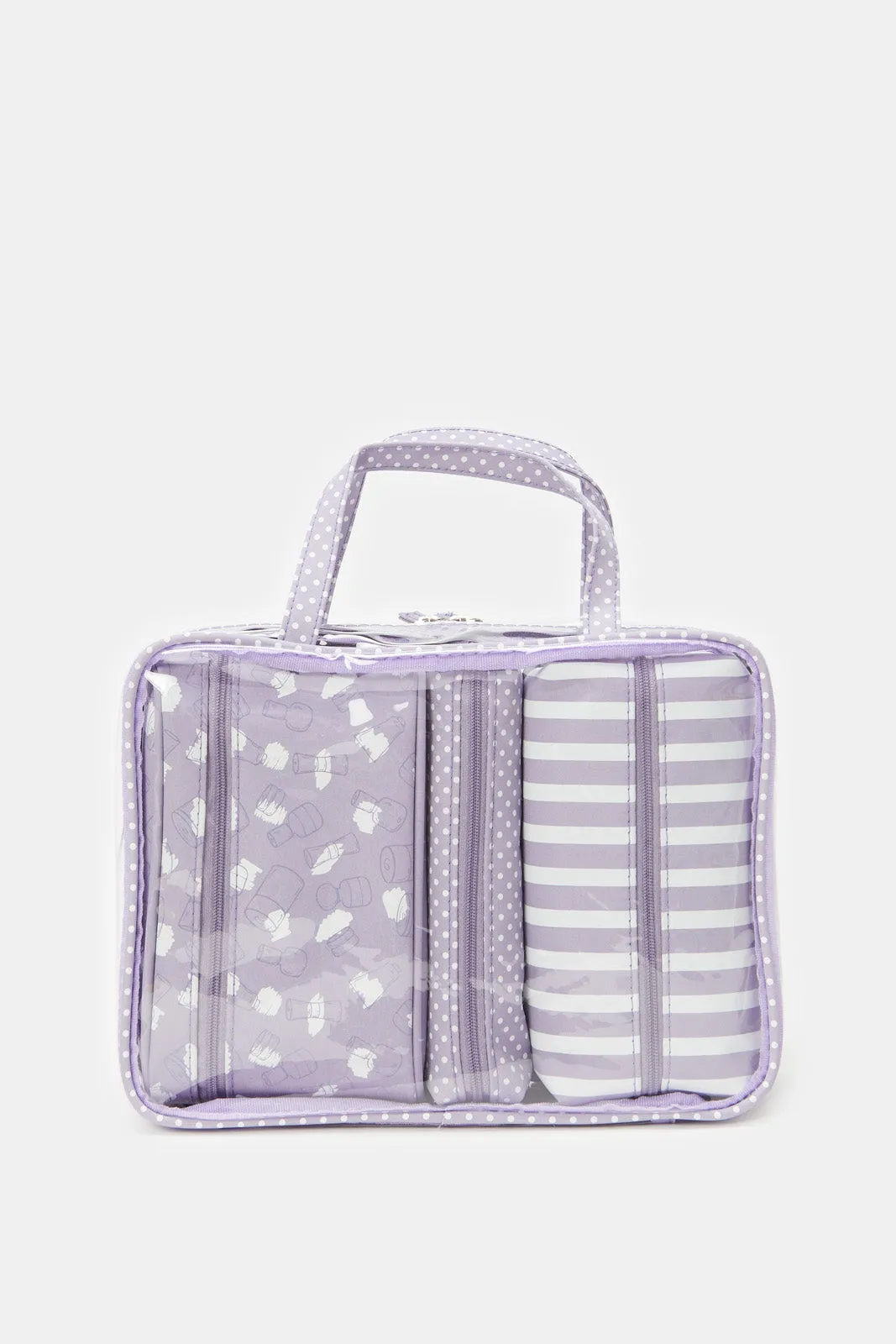 Women Lilac Printed Pouch Set (4 Piece)
