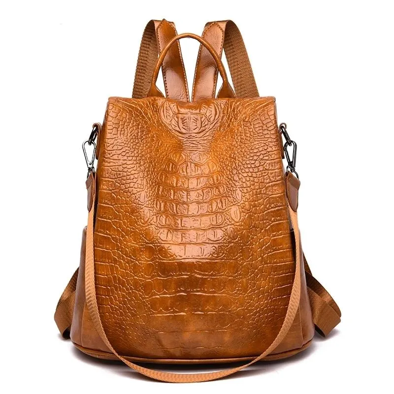 Women's Anti theft Backpack Women  Travel Alligator Backpacks Female School bag