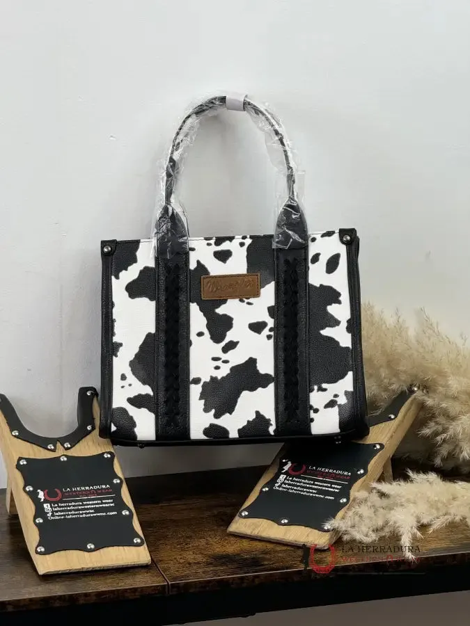 WRANGLER BLACK COW PRINT HAND BAG